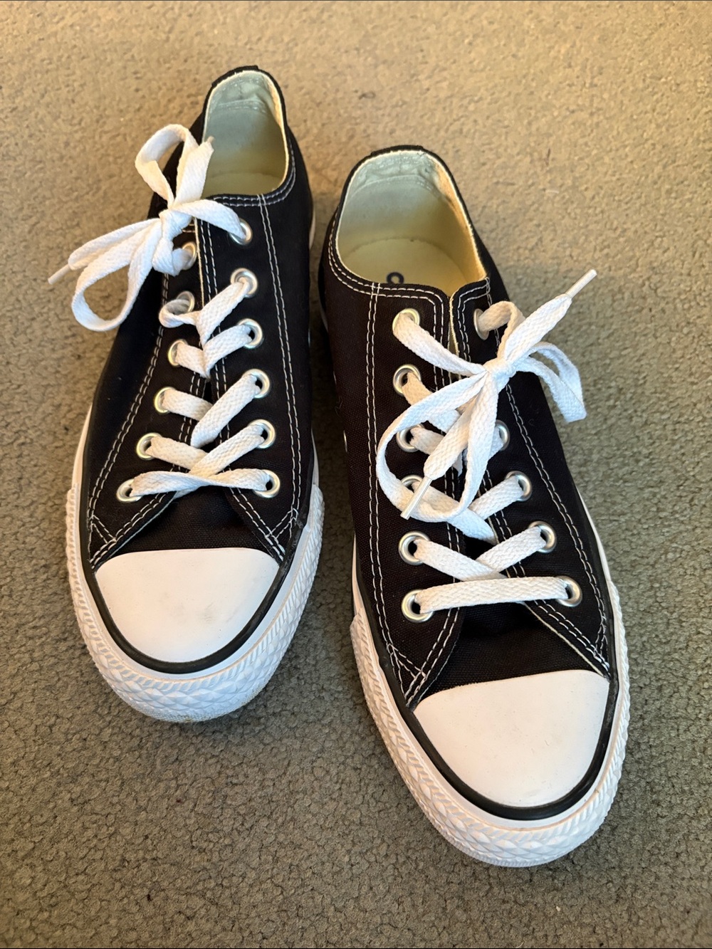 Black Converse Canvas Low-Top Sneakers with White Laces